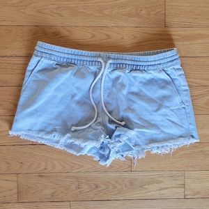 Aerie Chambray Draw String Elastic Waist Cut Off Jean Shorts Size Medium